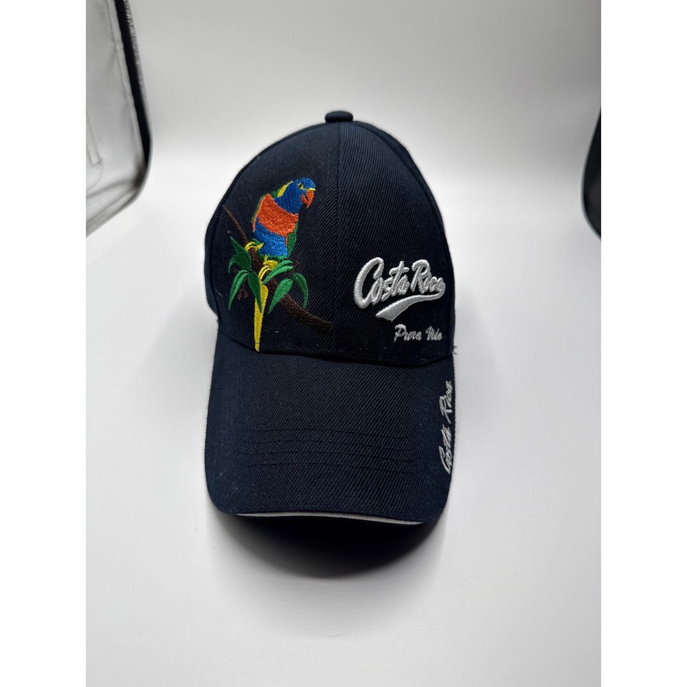 Costa Rica Pura Vida Navy‎ Blue Baseball Cap Parrot Embroidery Adjustable Hat